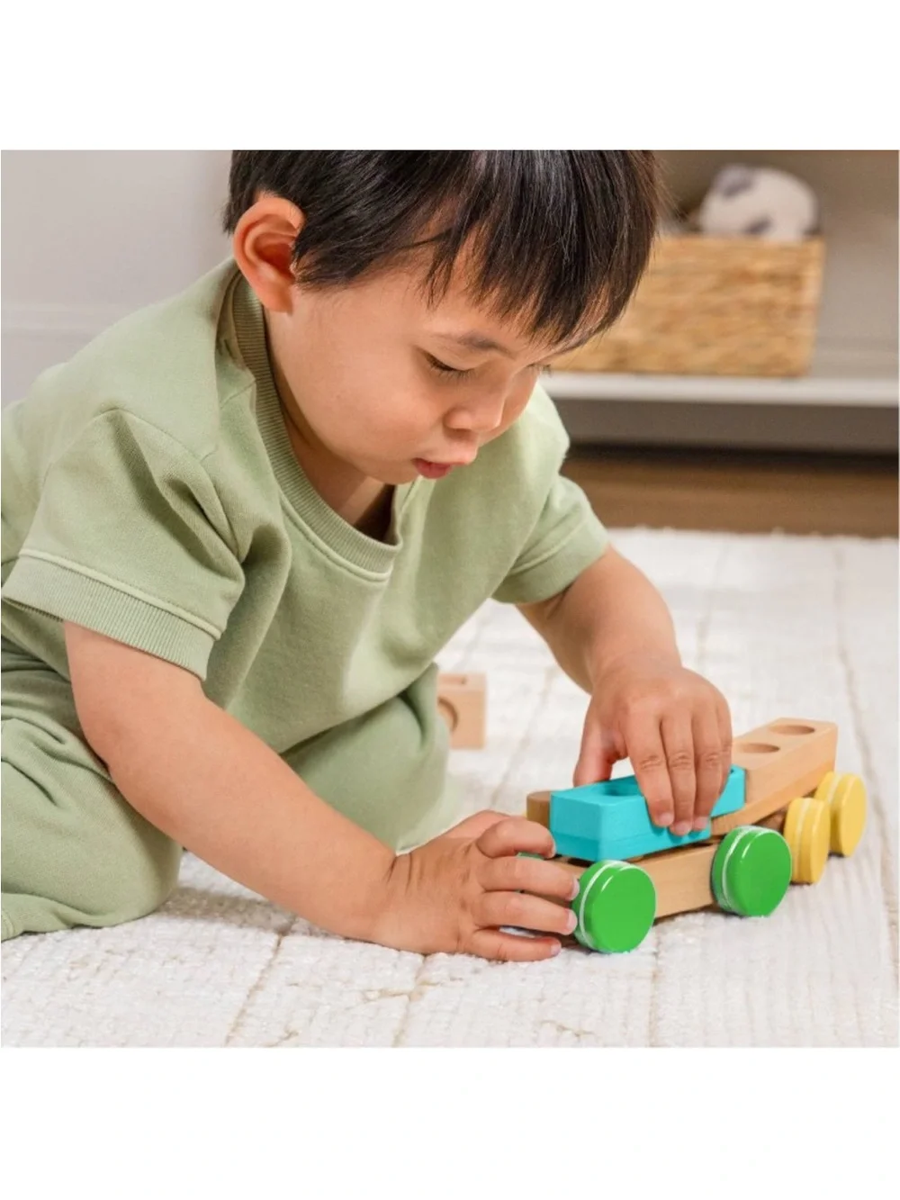 KiwiCo Rainbow Roll & Stack Wooden Toy Activity Play Center 18m+ - 11pc